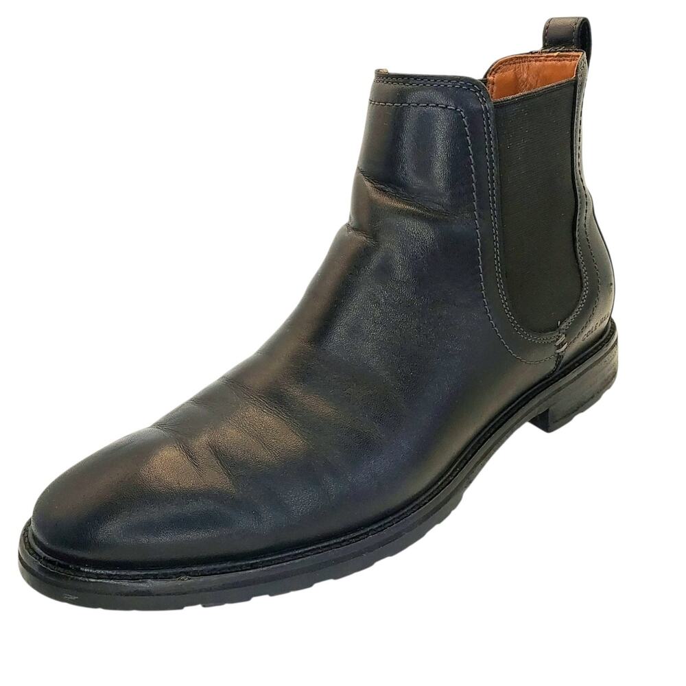 Cole Haan Warner GrandPro Waterproof Men's Pull On Chelsea Ankle Boot Black Sz 8